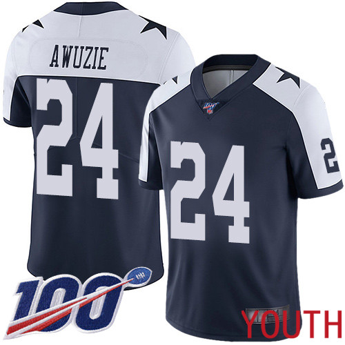 Youth Dallas Cowboys Limited Navy Blue Chidobe Awuzie Alternate 24 100th Season Vapor Untouchable Throwback NFL Jersey